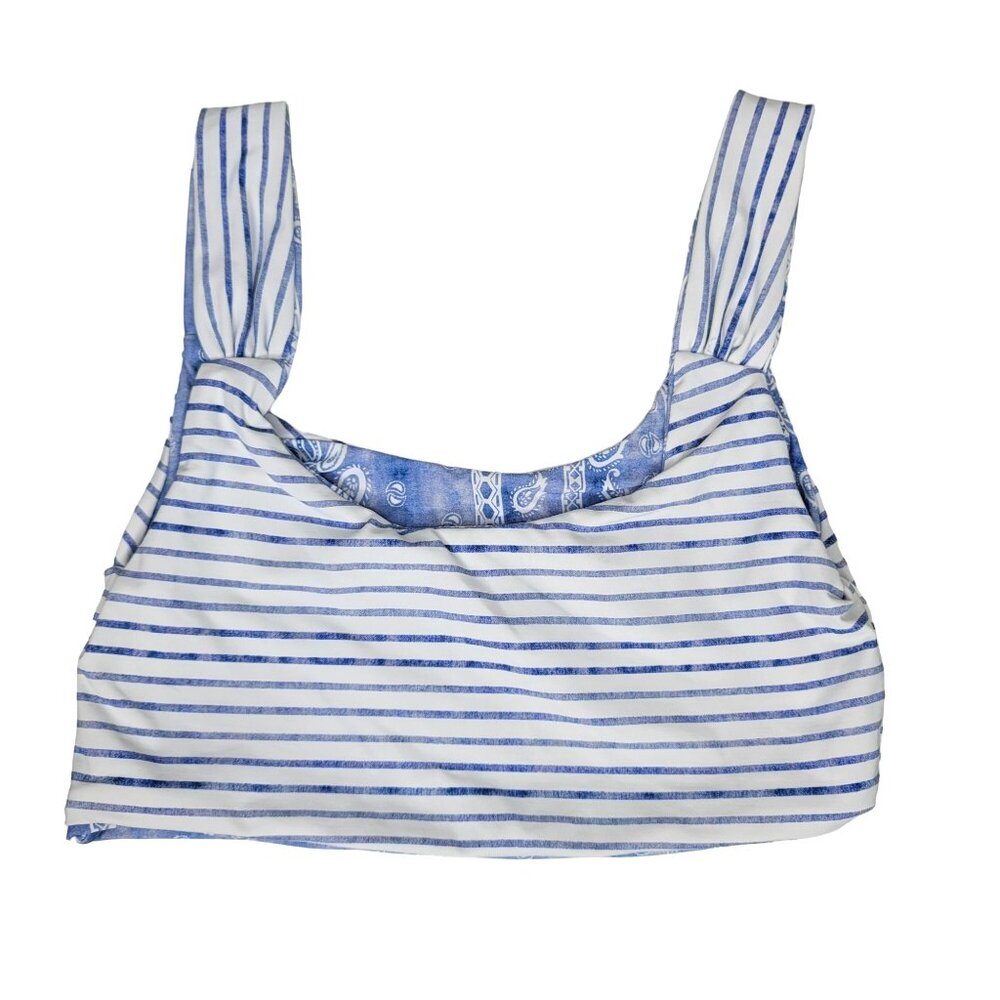 Quintsoul Reversible Striped & Paisley Bikini Top blue white Size XS